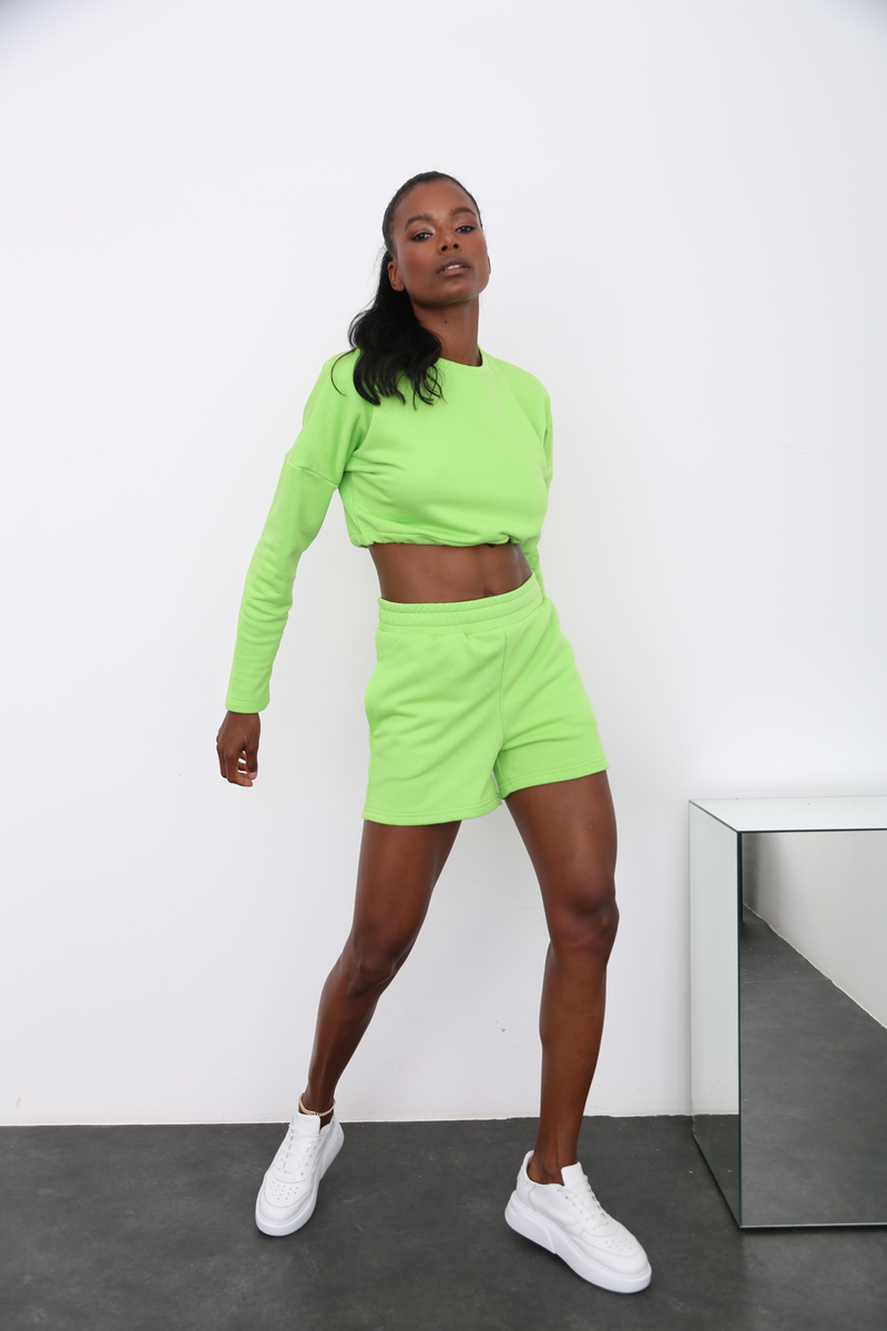 Yeşil Crop Sweatshirt 