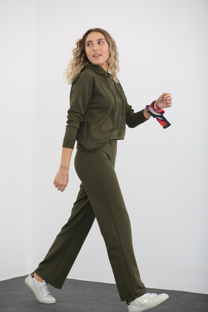 Yeşil Geniş Paça Pantolon Takım 3283