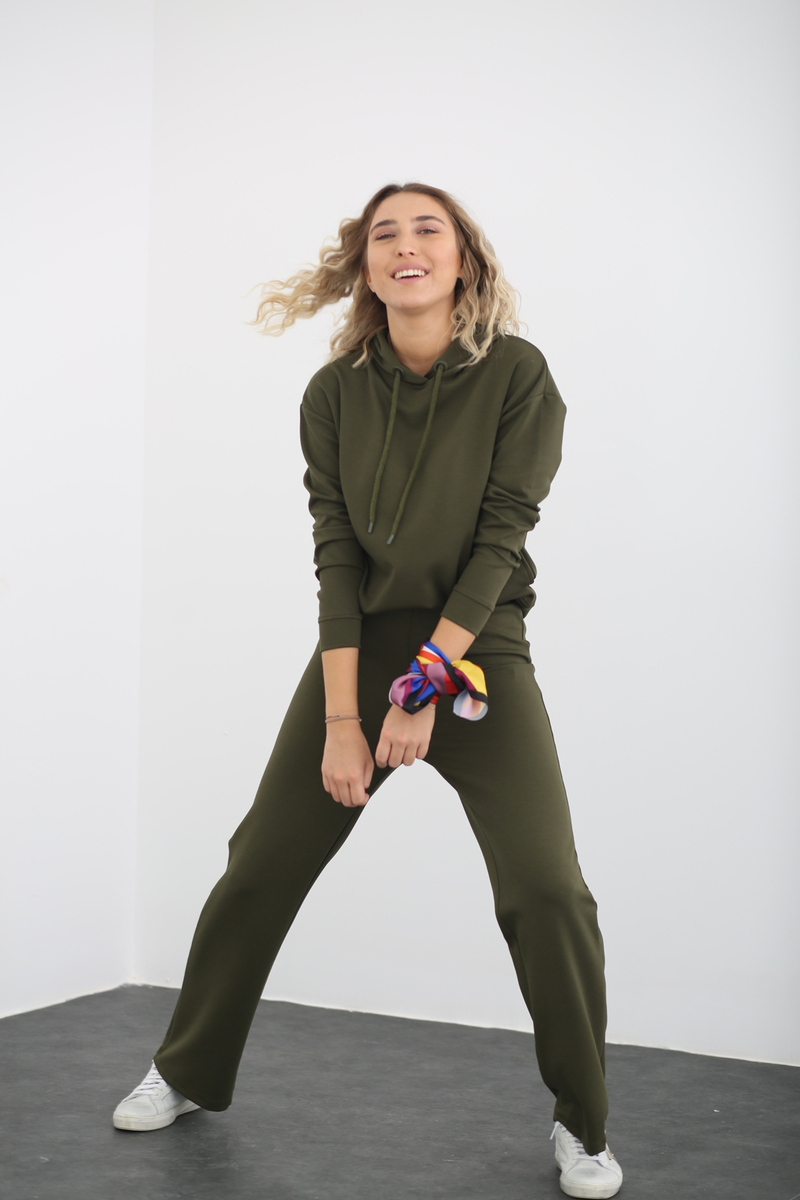 Yeşil Geniş Paça Pantolon Takım 3283