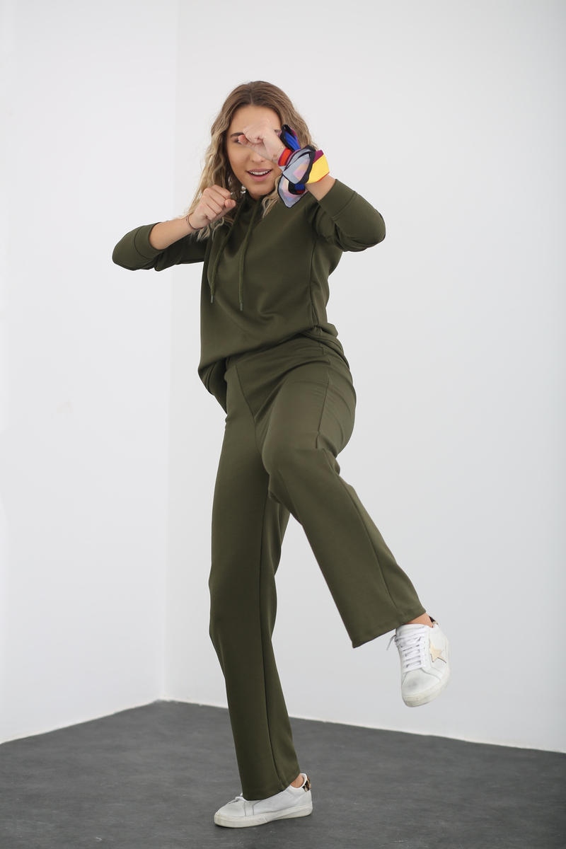 Yeşil Geniş Paça Pantolon Takım 3283