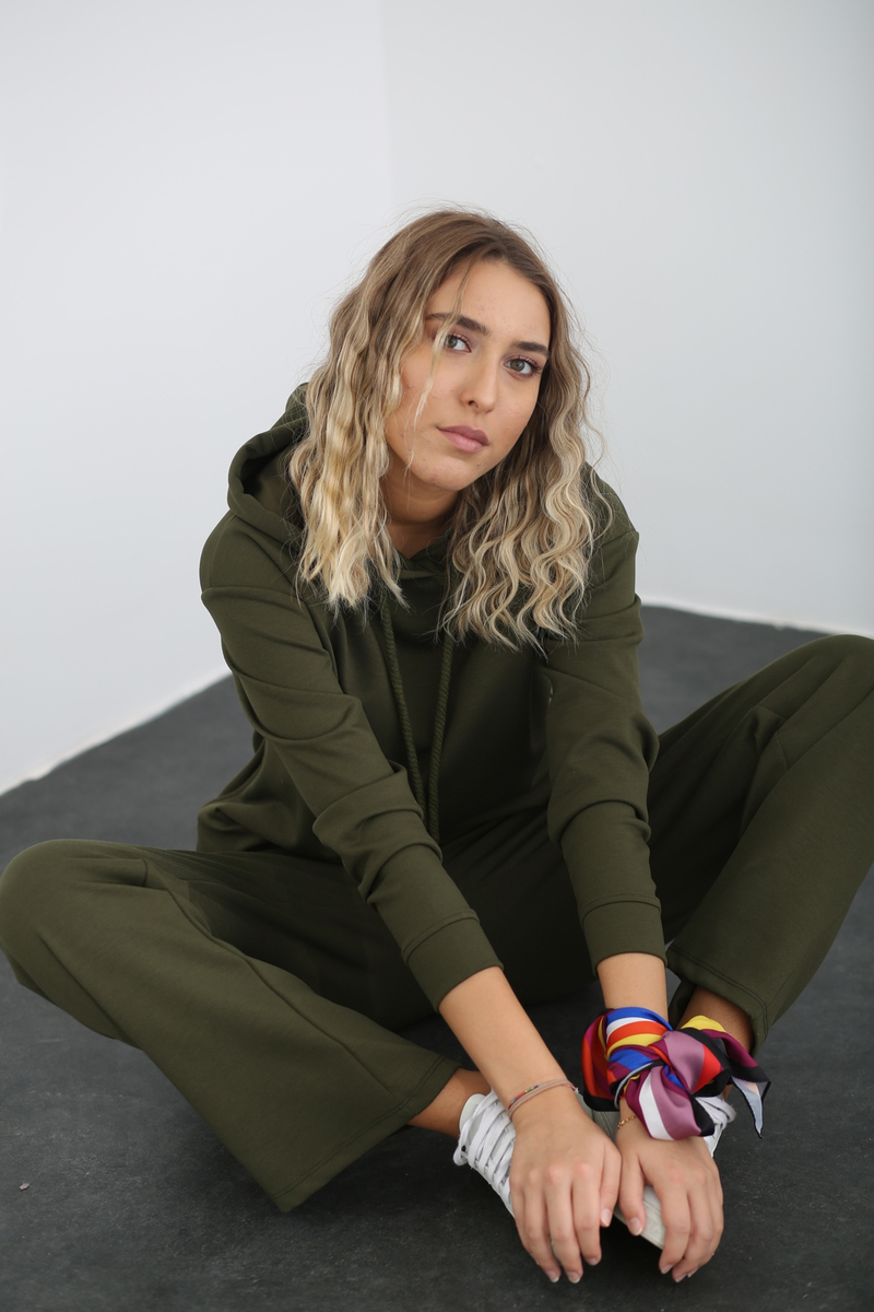 Yeşil Geniş Paça Pantolon Takım 3283
