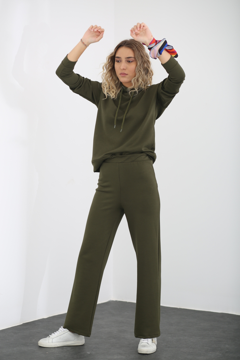 Yeşil Geniş Paça Pantolon Takım 3283