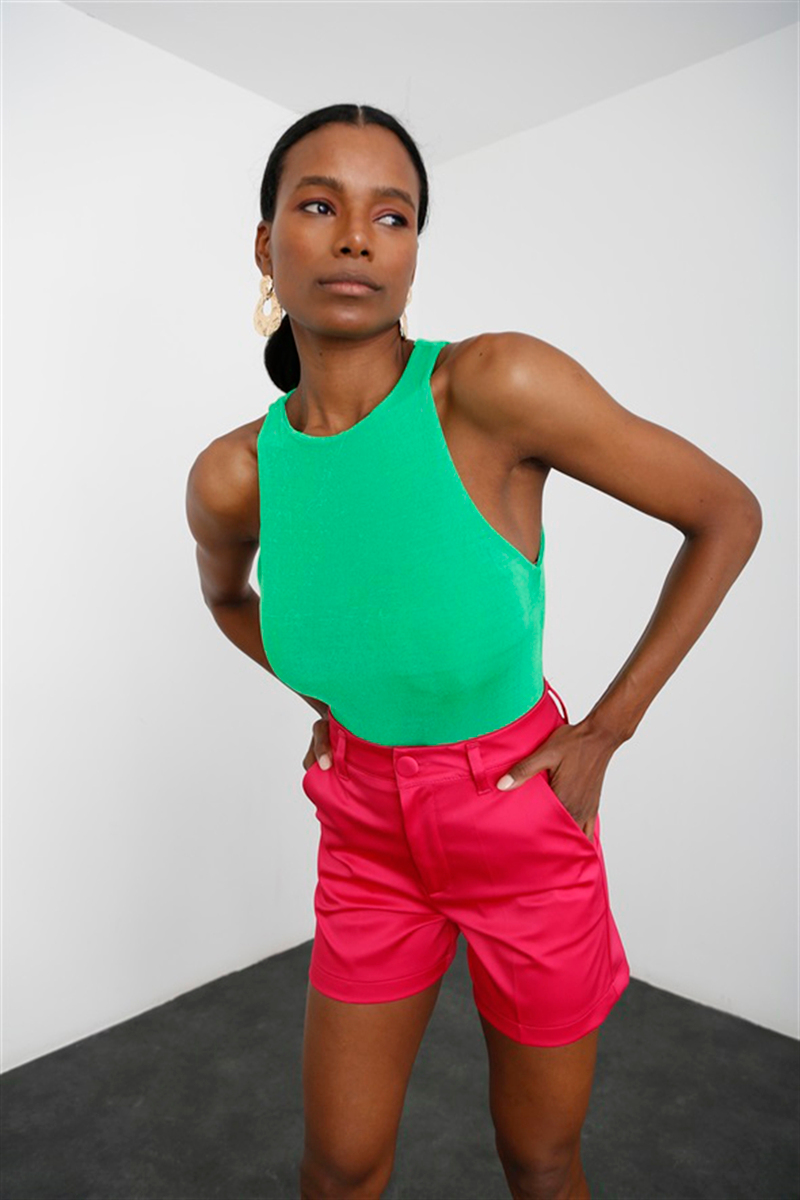 Yeşil Halter Yaka Bodysuit 70084