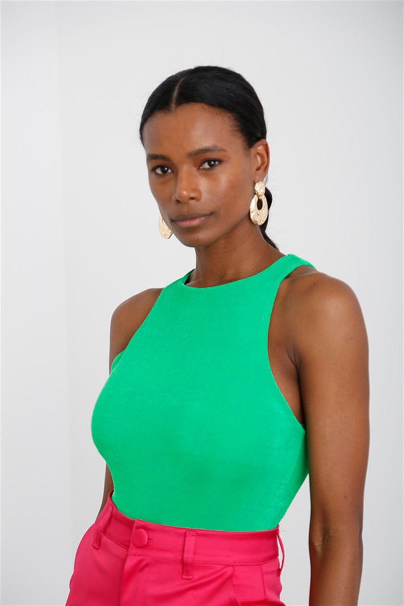 Yeşil Halter Yaka Bodysuit 70084