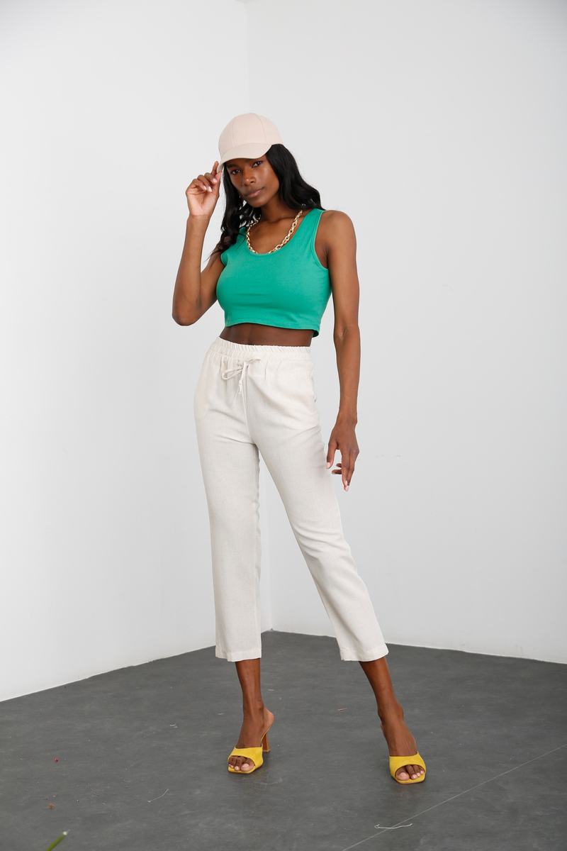 Yeşil Halter Yaka Crop 0168
