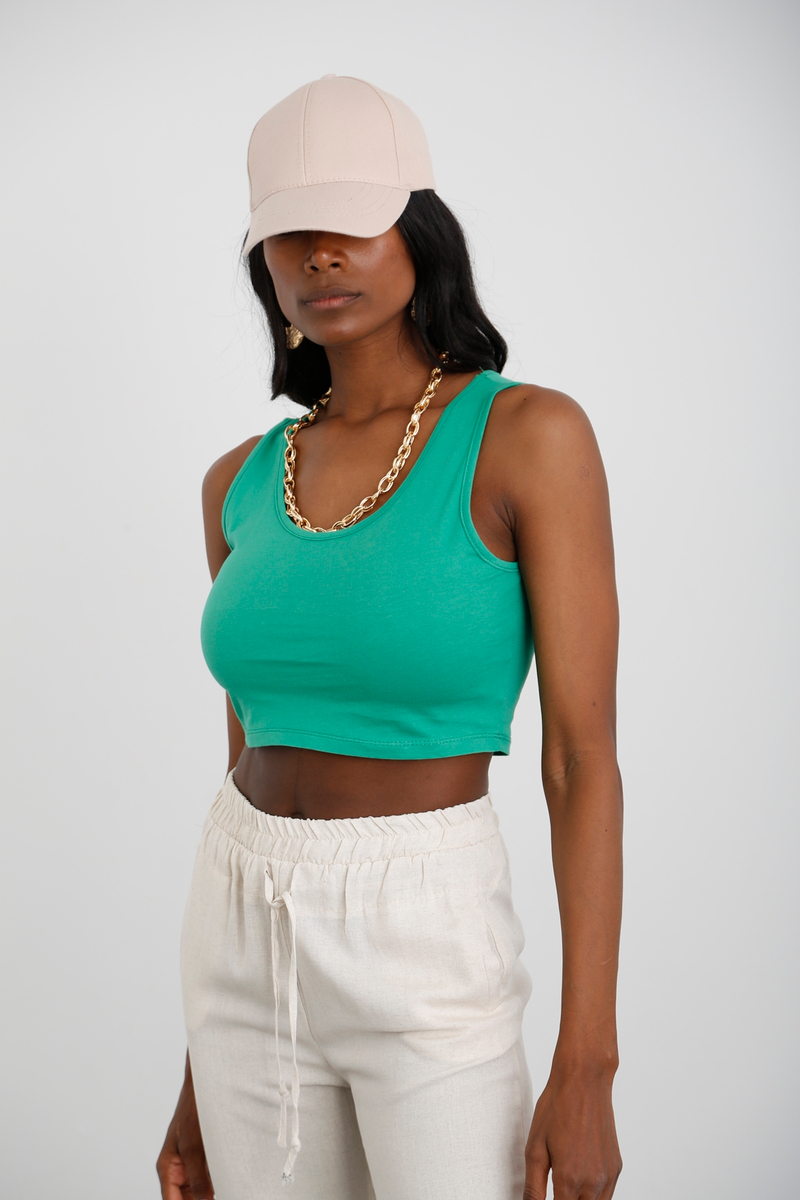 Yeşil Halter Yaka Crop 0168