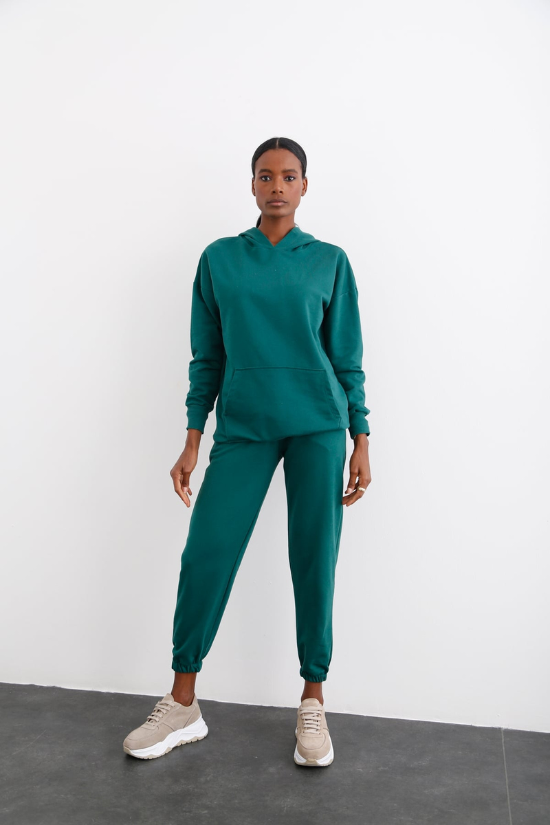 Yeşil Kanguru Cepli Sweatshirt 3234