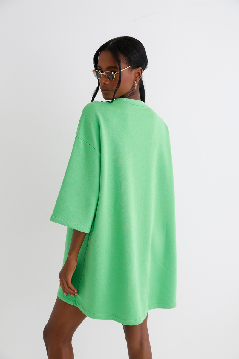 Yeşil Mini Sweat Elbise 0035