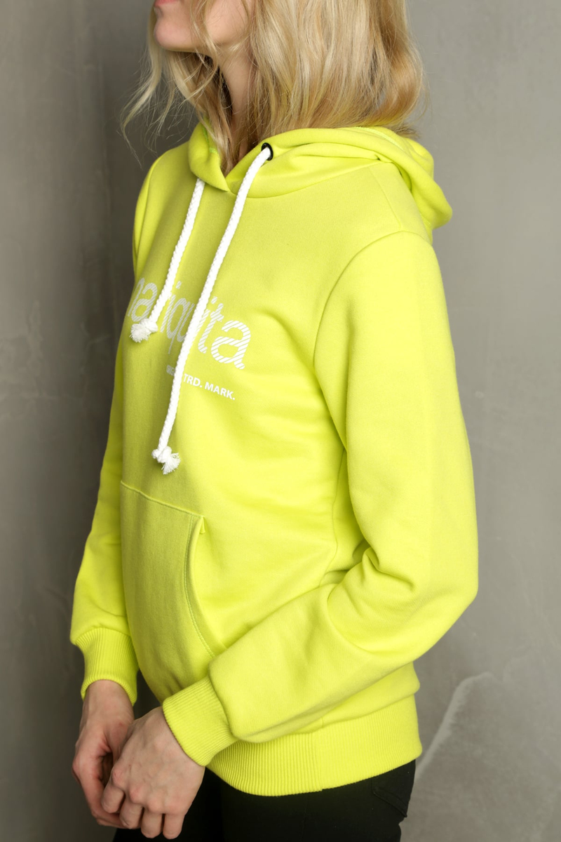Yeşil Neon Mariquita Baskılı Kapşonlu Sweatshirt