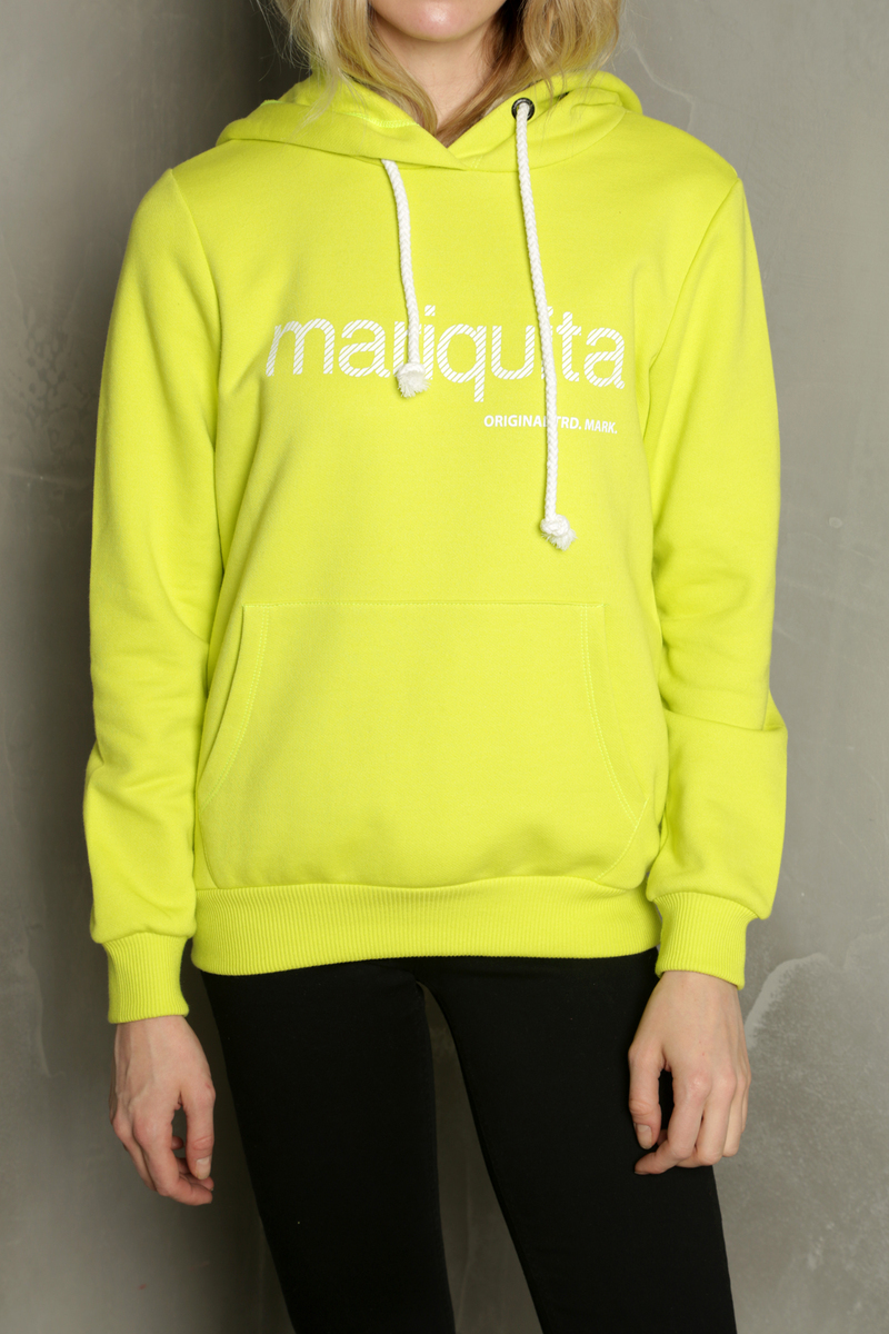 Yeşil Neon Mariquita Baskılı Kapşonlu Sweatshirt