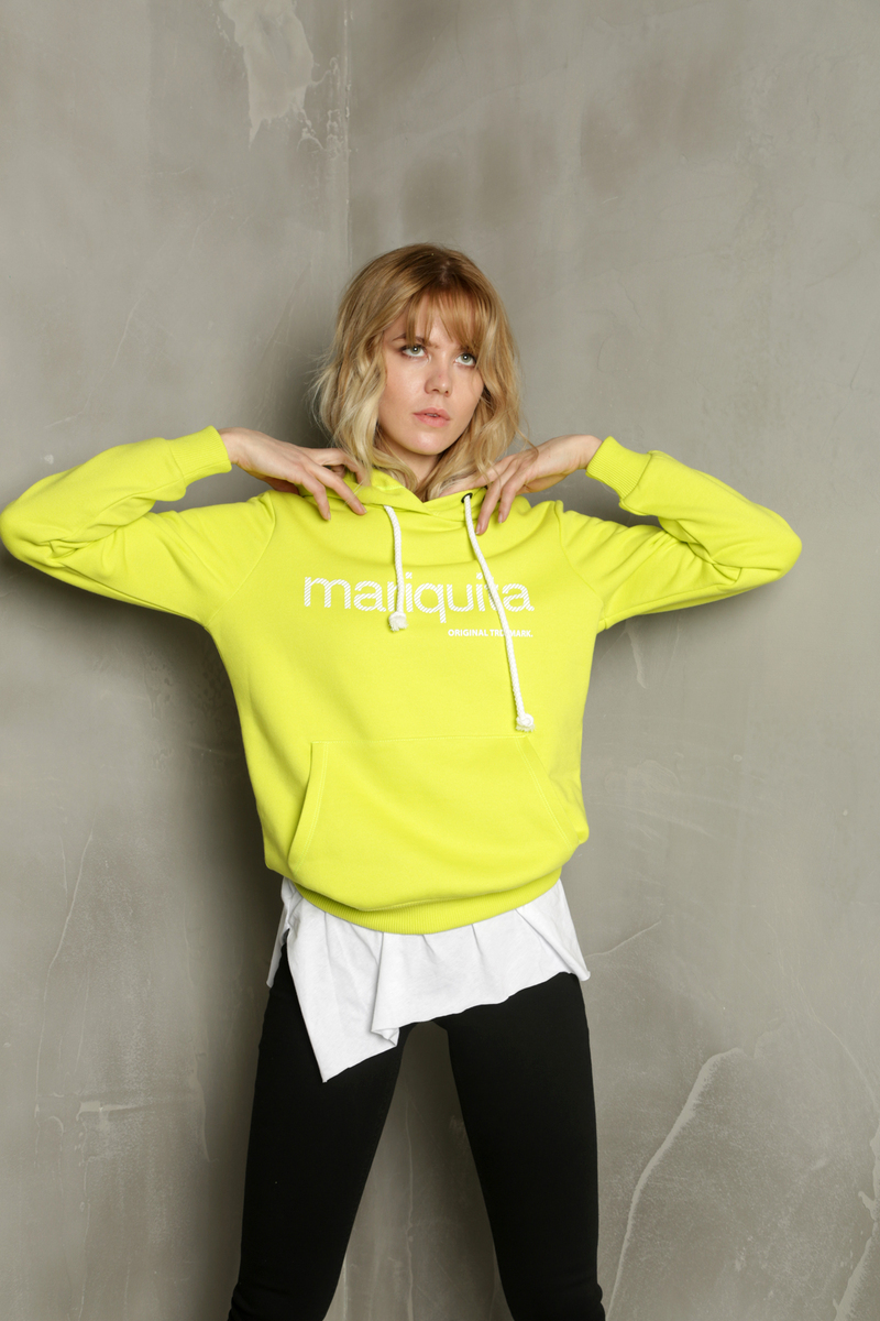 Yeşil Neon Mariquita Baskılı Kapşonlu Sweatshirt
