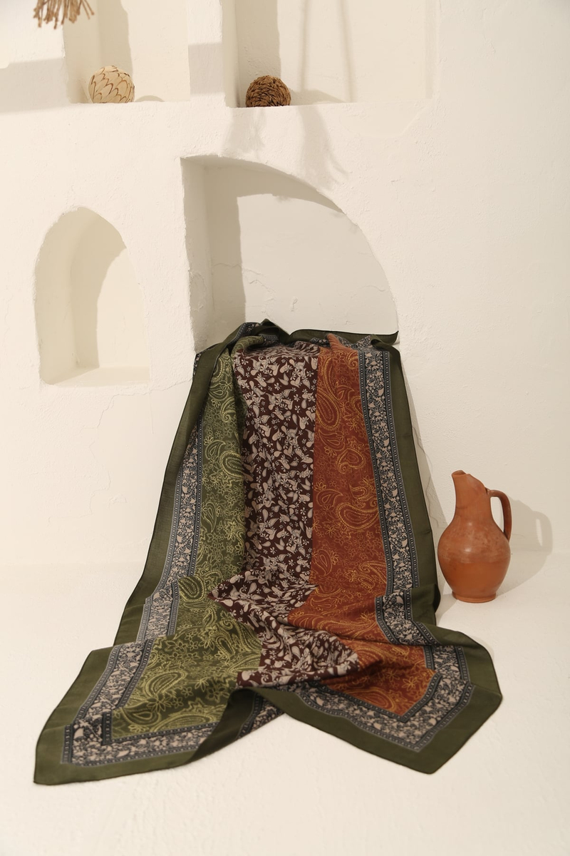 Yeşil Pamuk Şal Desenli 11188