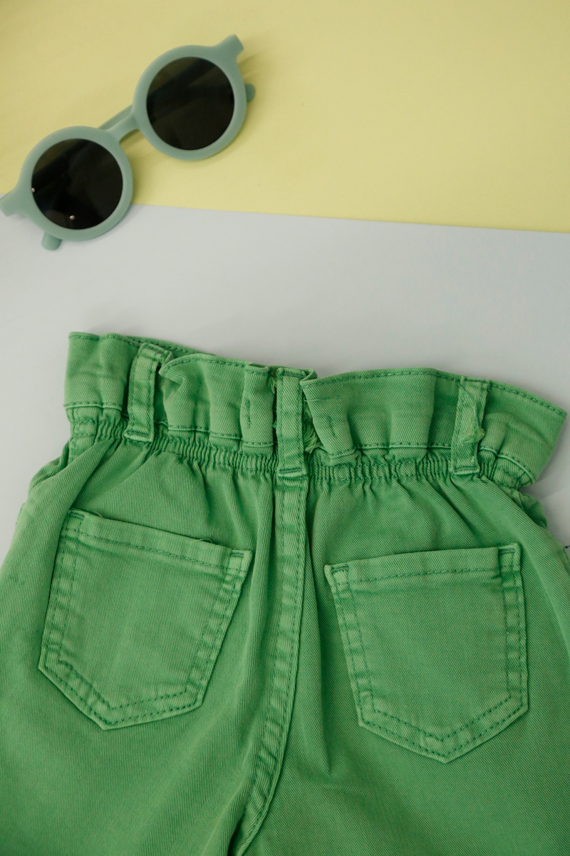 Yeşil Unisex Yumuşak Jean Şort 538