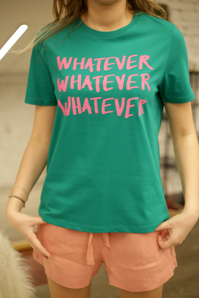 Yeşil Whatever Baskılı Tshirt 