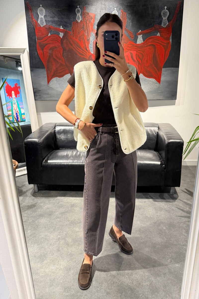 Yıkamalı Kahve Baggy Jean 3001