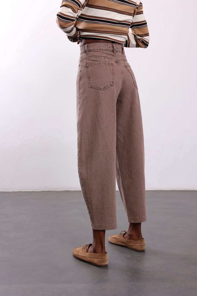 Yıkamalı Kahve Tapered Jean 0210