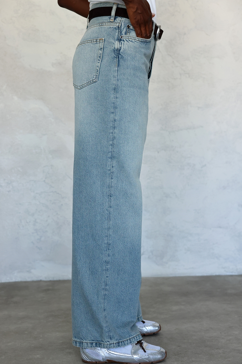 Yıkamalı Mavi Baggy Jean 