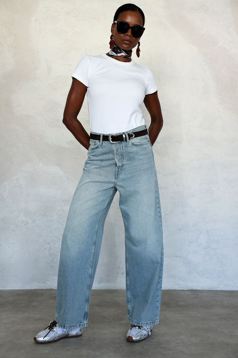 Yıkamalı Mavi Baggy Jean 