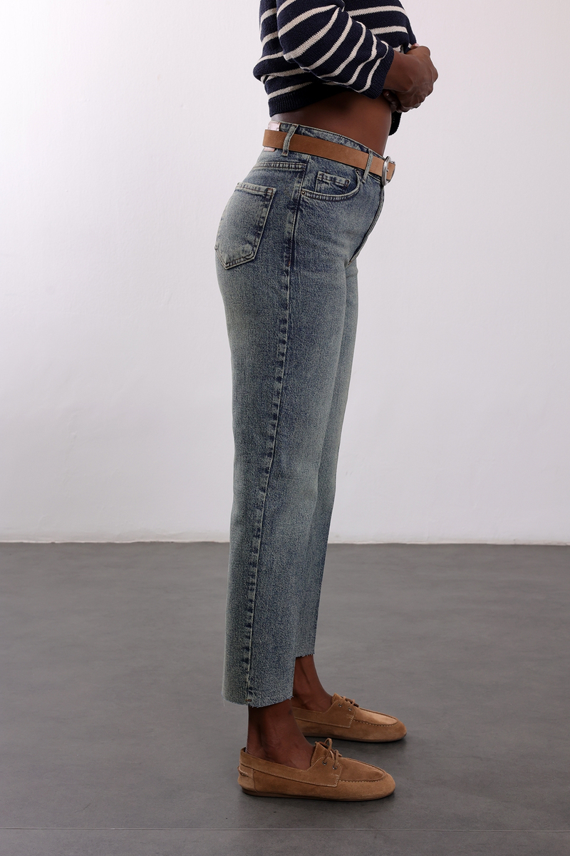 Yıkamalı Mavi Boyfit Jean 2004
