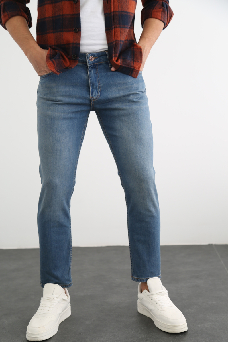 Yıkamalı Mavi Erkek Regular Jean 3879-R