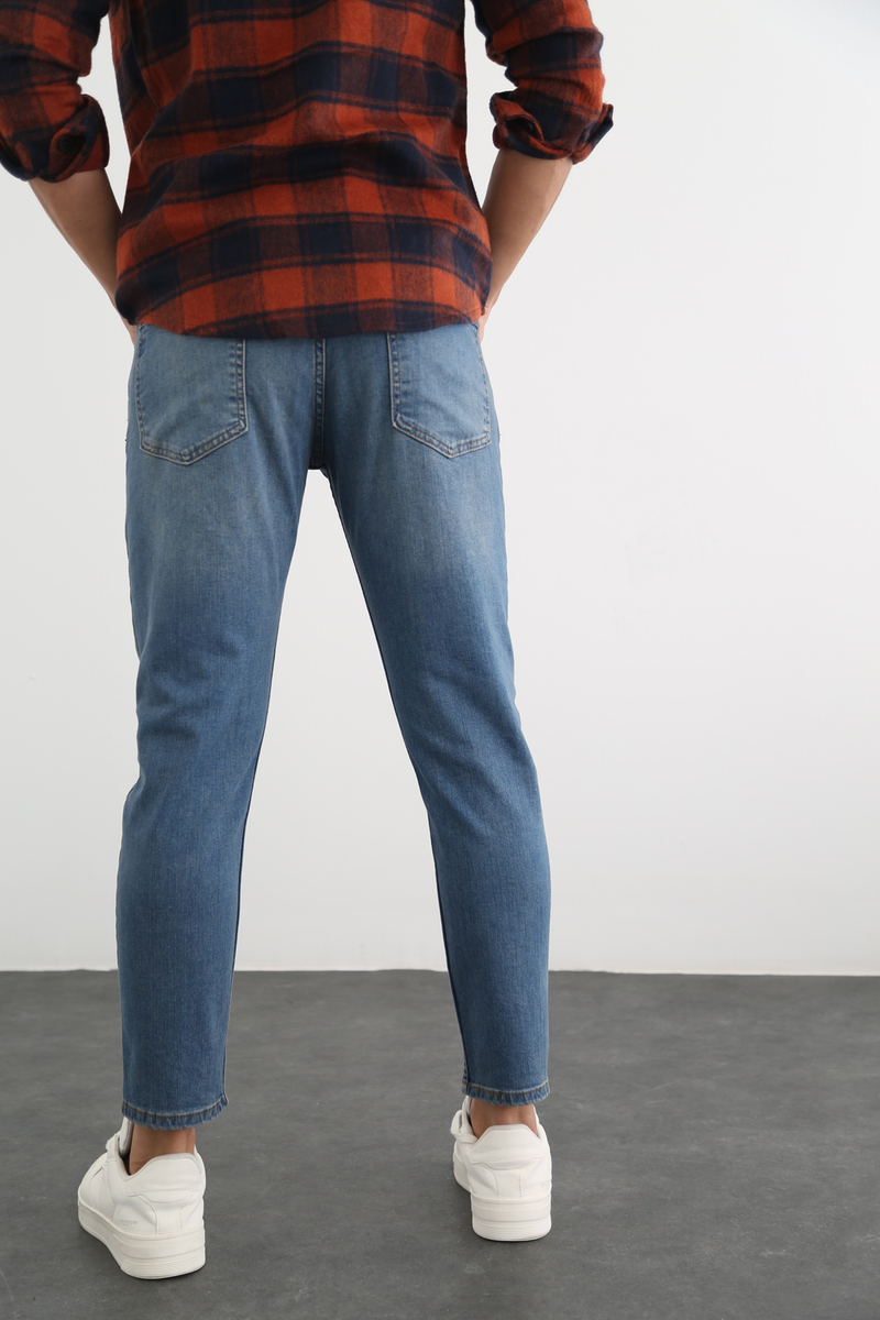 Yıkamalı Mavi Erkek Regular Jean 3879-R