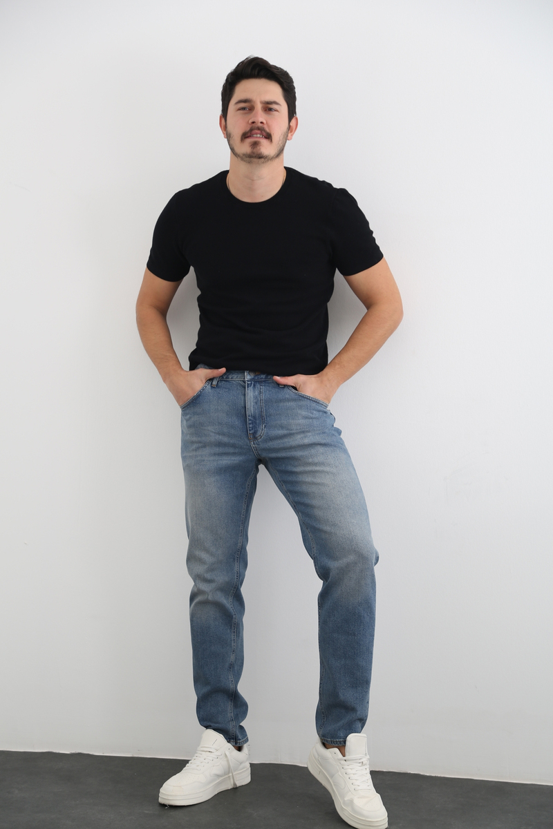 Yıkamalı Mavi Erkek Yıkamalı Jean 