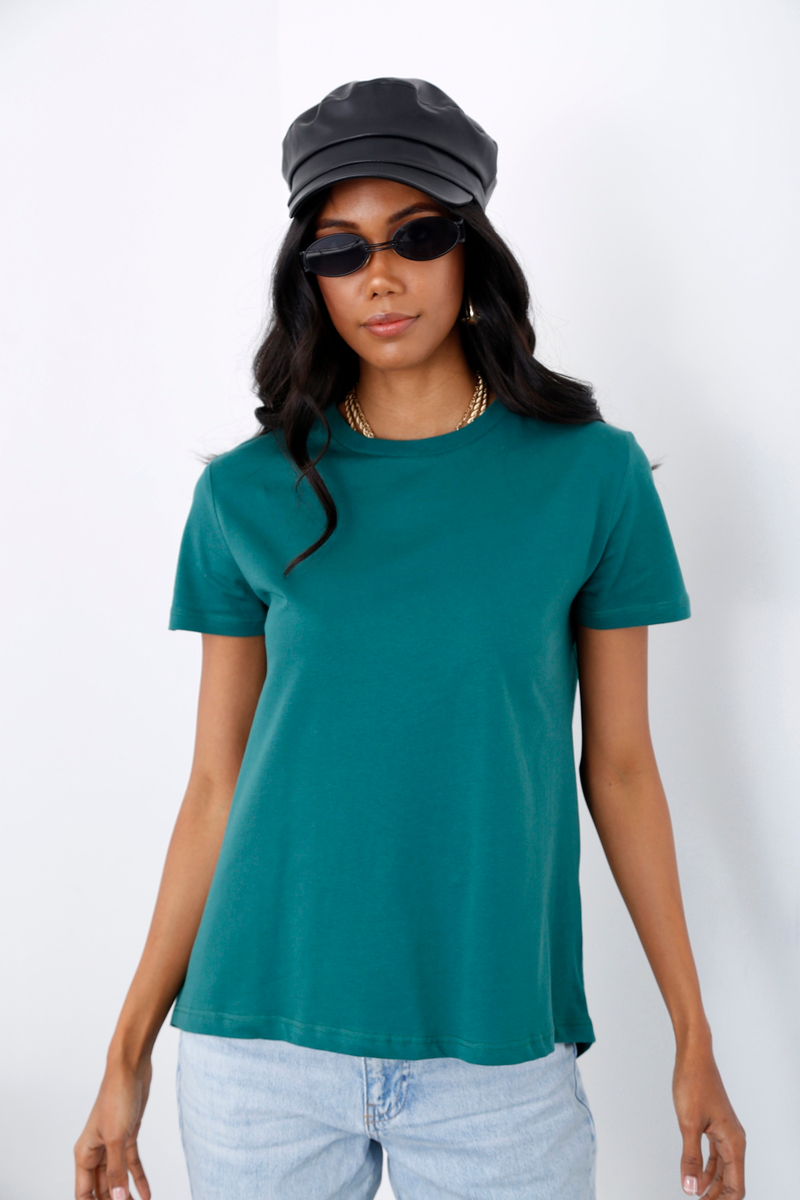Zümrüt Bisiklet Yaka Tshirt 3372