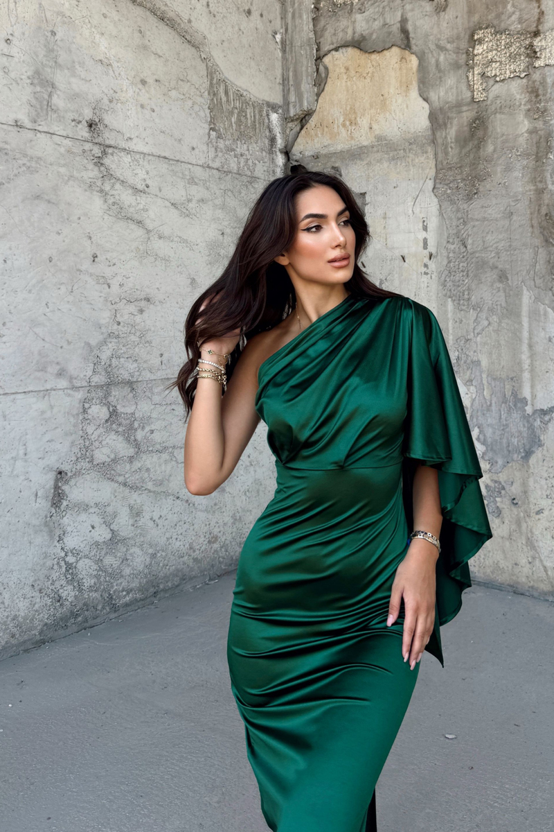 Camelia Tek Kol Saten Abiye 582922 ZÜMRÜT