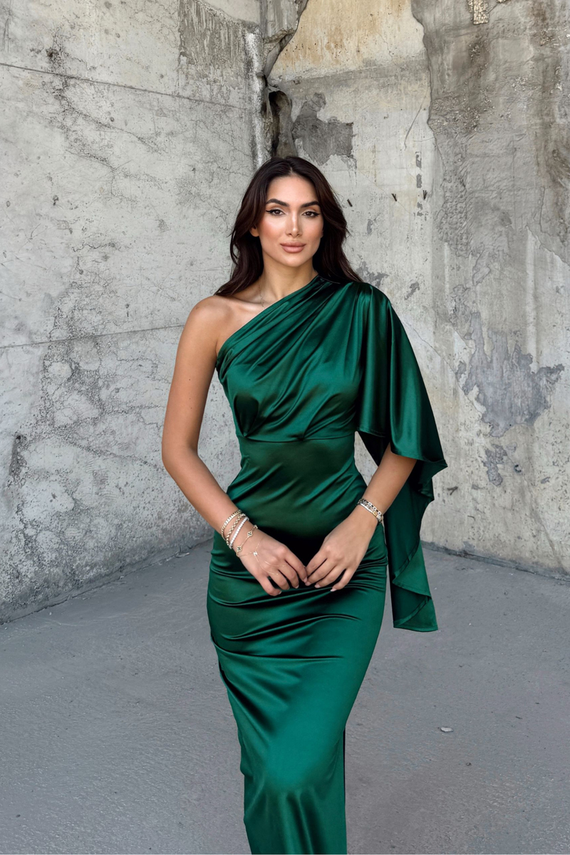 Camelia Tek Kol Saten Abiye 582922 ZÜMRÜT