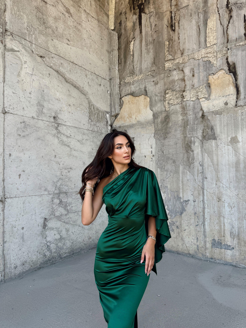 Camelia Tek Kol Saten Abiye 582922 ZÜMRÜT