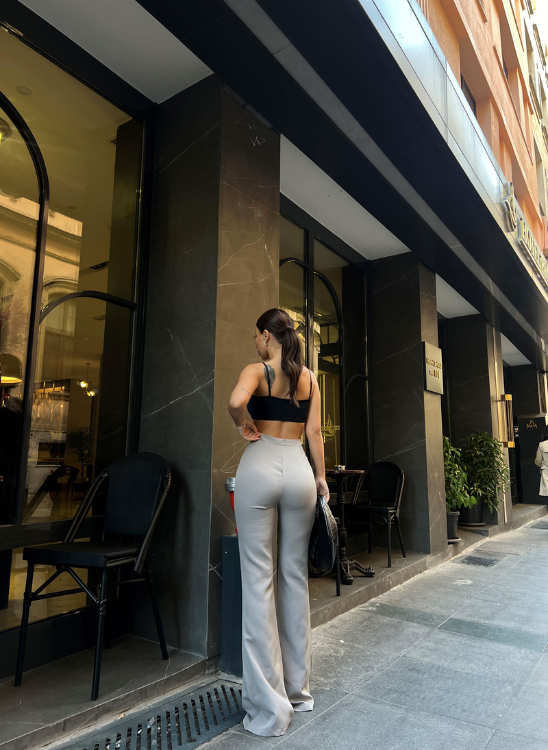 Çift Tokalı Pantolon 22338  GRİ