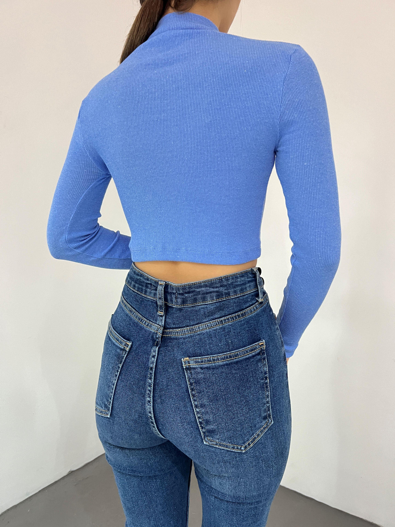 Dik Yaka Kaşkorse Crop 1206 BEBE MAVİSİ