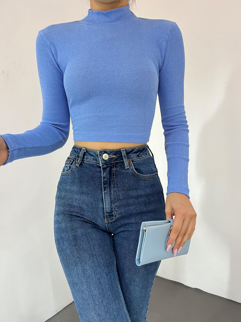 Dik Yaka Kaşkorse Crop 1206 BEBE MAVİSİ