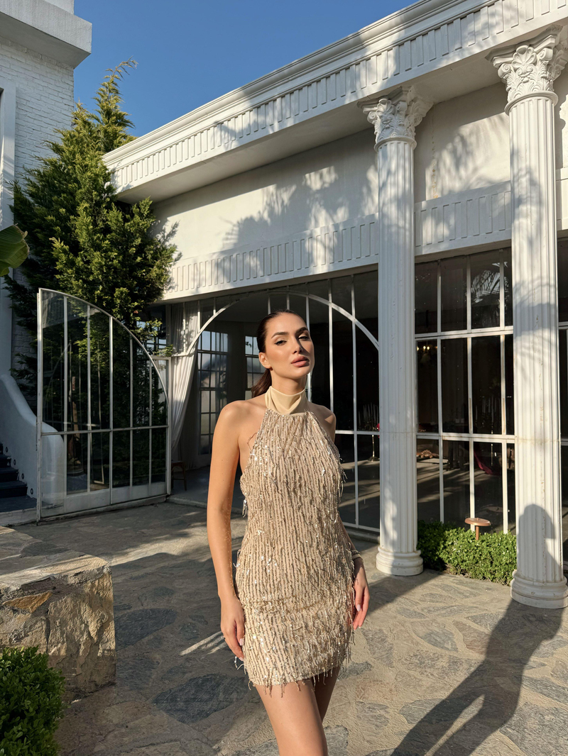 Elysia Tasarım Mini Elbise 583229 GOLD