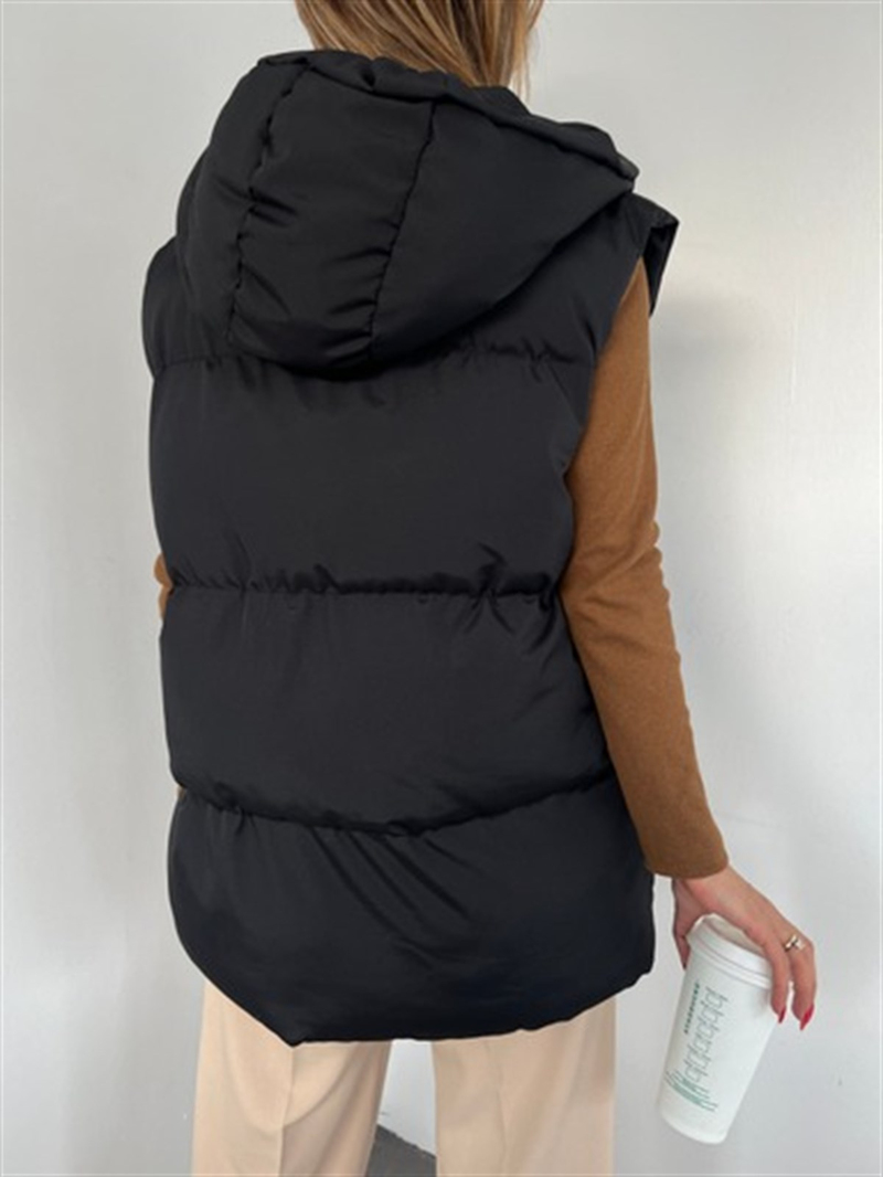 Oversize Fermuar Detay Kapitone Şişme Yelek SİYAH