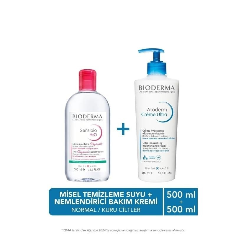Bioderma Atoderm  Krem 500 ml+Sensibio Su 500 ml