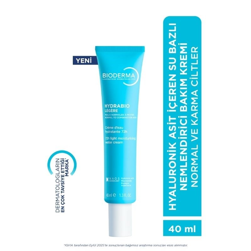 Bioderma Hydrabio Light Hyaluronik Asit İçeren Su Bazlı Nemlendirici Yüz Kremi 40 ml