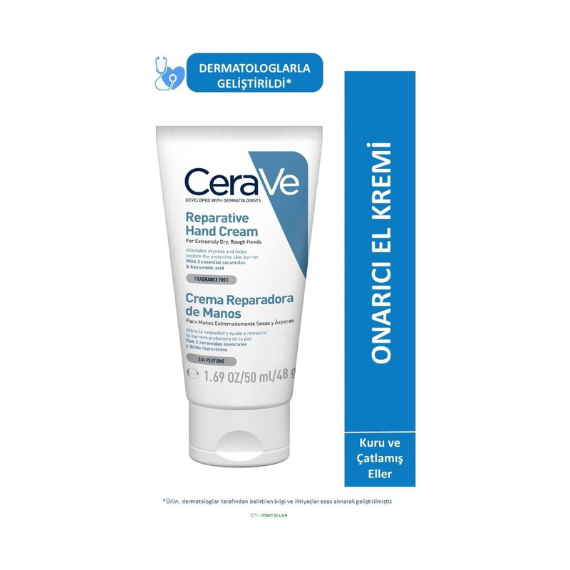 Cerave Onarıcı El Kremi Kuru ve Çatlamış Eller Hyalüronik Asit İçerikli 50 ml