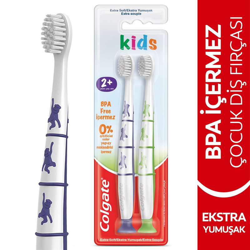 Colgate 2+ Yaş Yapışkan Tabanlı Ekstra Yumuşak Çocuk Diş Fırçası