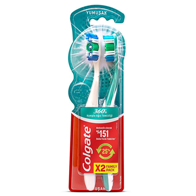 Colgate 360 Komple Ağız Temizliği Çok Yönlü Koruma Yumuşak Diş Fırçası 1+1