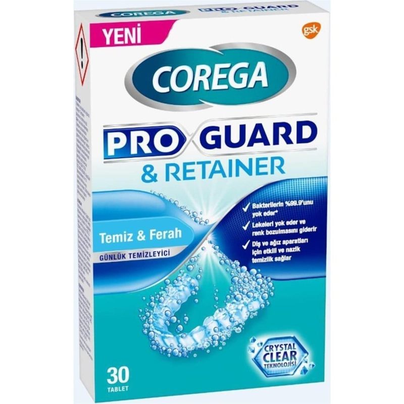 Corega Proquard Retainer Temiz Ferah Günlük Temizleme Tableti 30 luk
