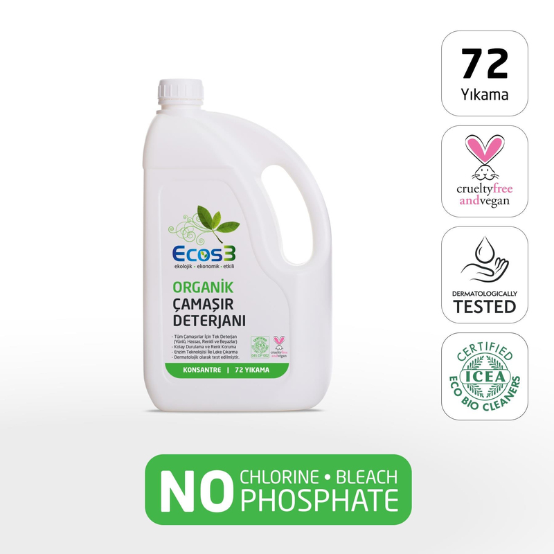 Ecos3 Organik Çamaşır Deterjanı 72 Yıkama 2500 ml