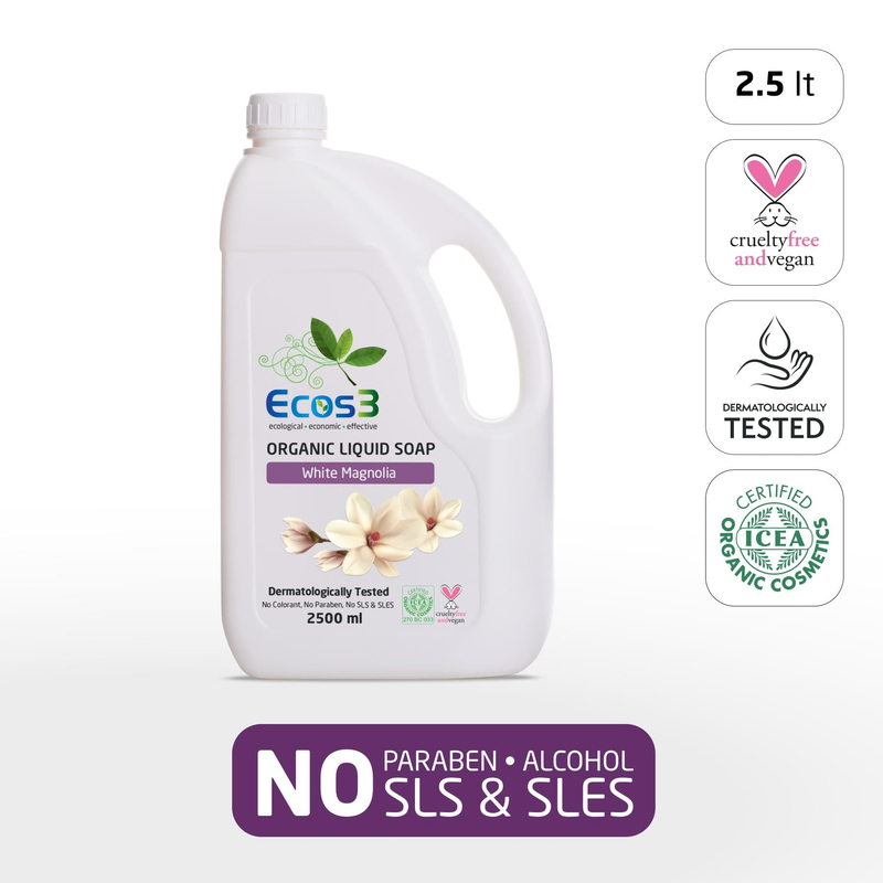 Ecos3 Organik Sıvı Sabun 2500 ml - Beyaz Manolya