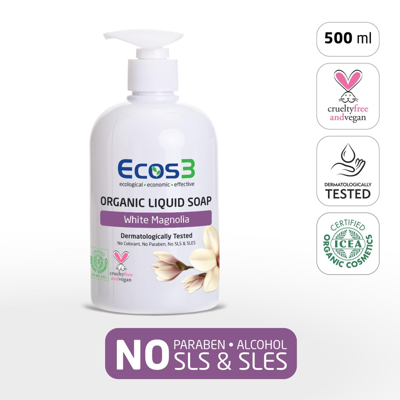 Ecos3 Organik Sıvı Sabun 500 ml Beyaz Manolya