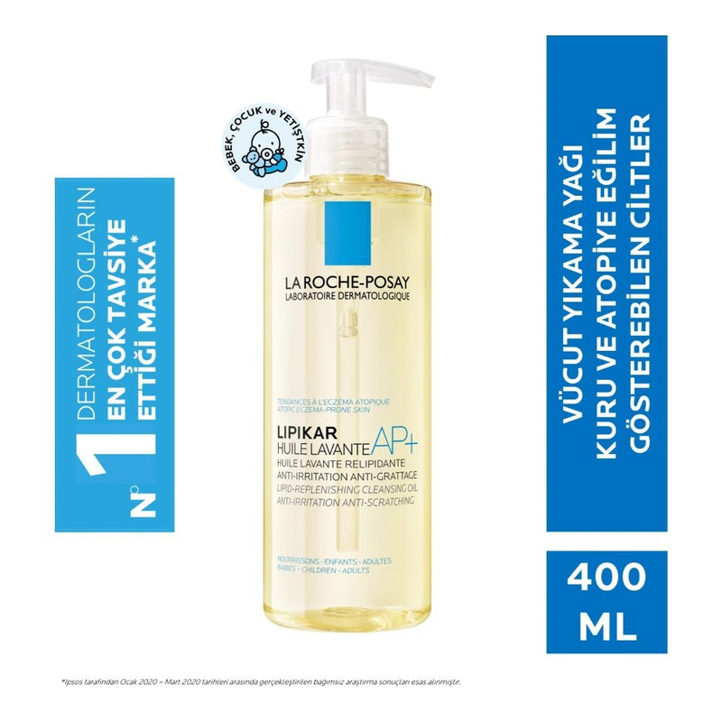 La Roche-Posay Lipikar Cleansing Oil AP+ Bebek&Çocuk, Yetişkin Vücut Yıkama Yağı Kuru Ciltler 400 ml