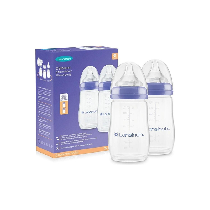 Lansinoh Natural Wave Biberon 240 ml - 2'li