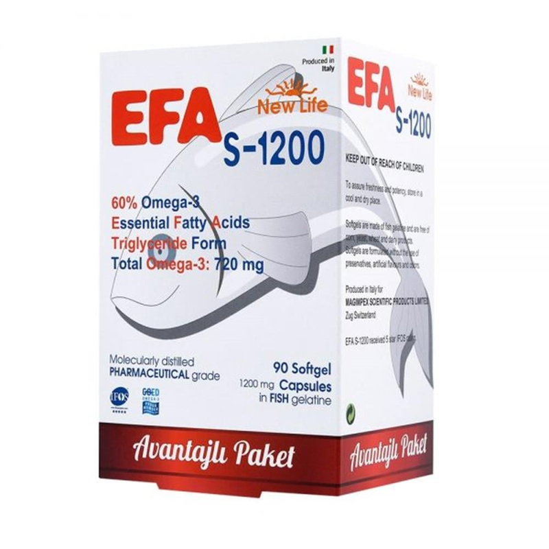 NewLife Efa S 1200 Omega 3 Balık Yağı 90 Kapsül