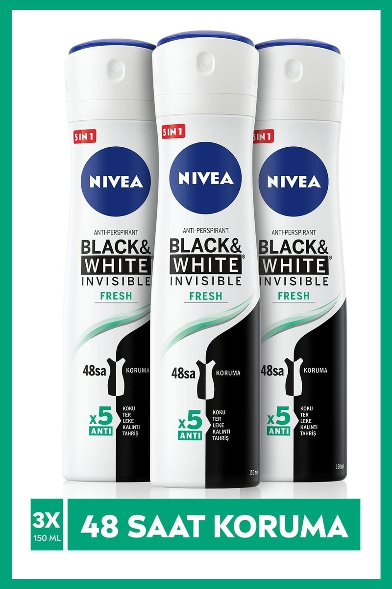 NIVEA Kadın Deodorant Black&White Fresh 150 ml x3