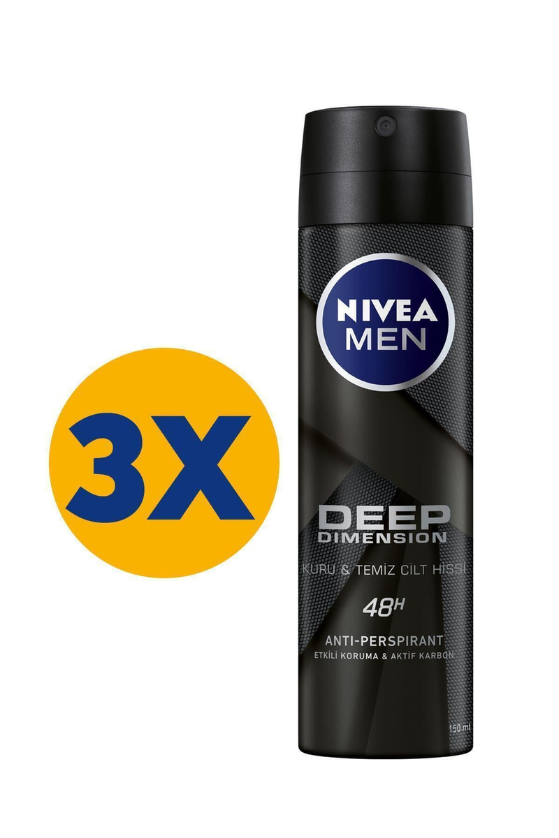 Nivea Men Deep Dimension Erkek Deodorant 150 ml x3