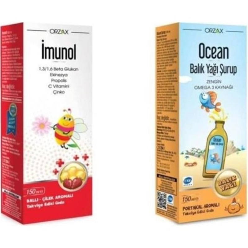 Ocean Portakallı Balık Yağı Şurup + Ocean Imunol Şurup 2'li Set